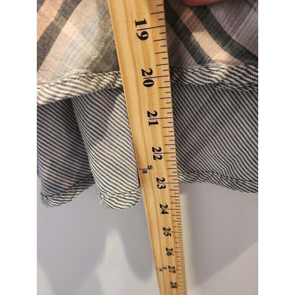 Bella Dahl Anthroplogie Plaid Spaghetti Strap Tank Sz M button closure high low - Picture 9 of 10